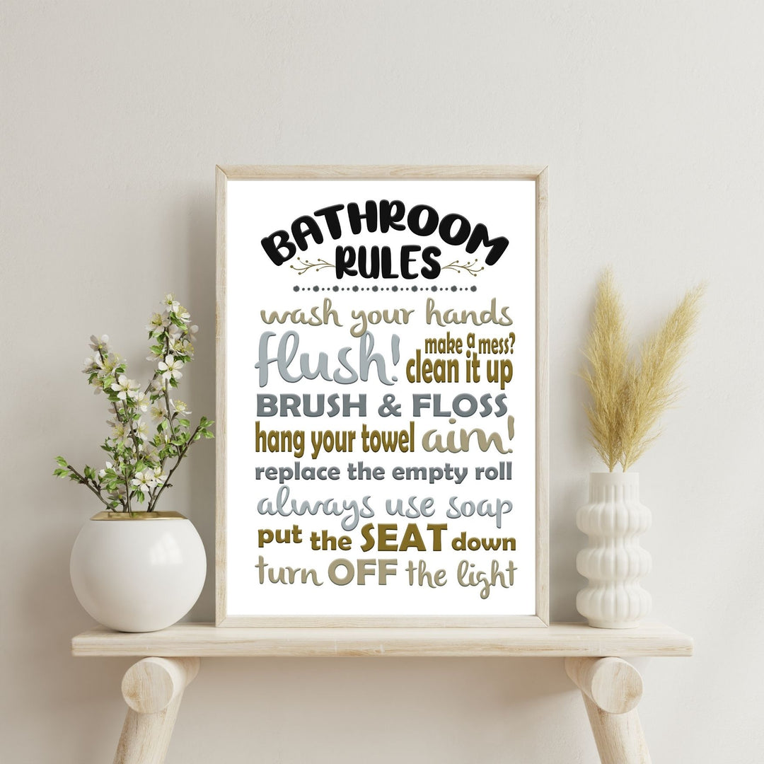 Bathroom Rules - dark neutrals