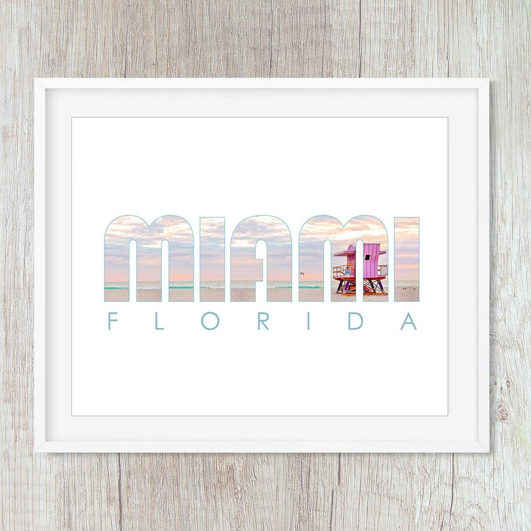 Miami Beach Typography Travel Wall Decor Print