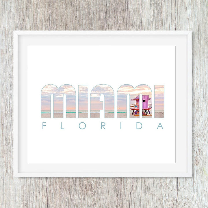 Miami Beach Typography Travel Wall Decor Print