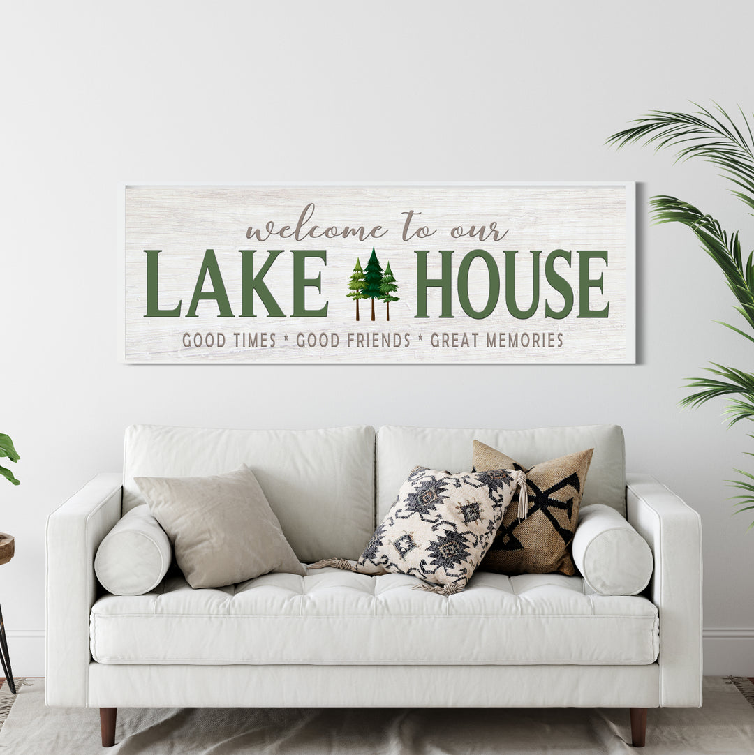 Lake House Sign - pine trees