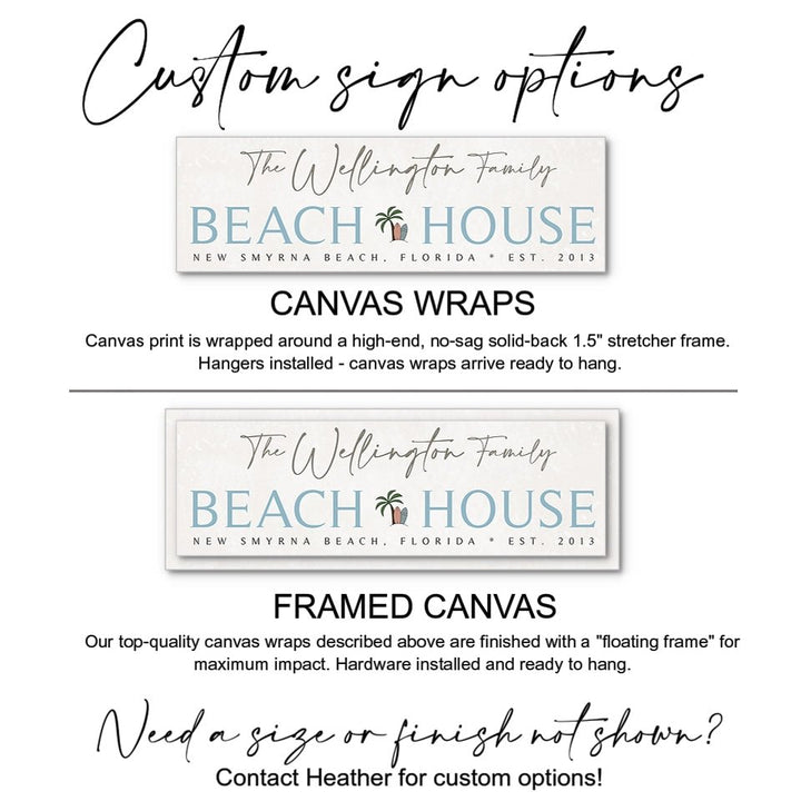 Custom Beach House Canvas Sign