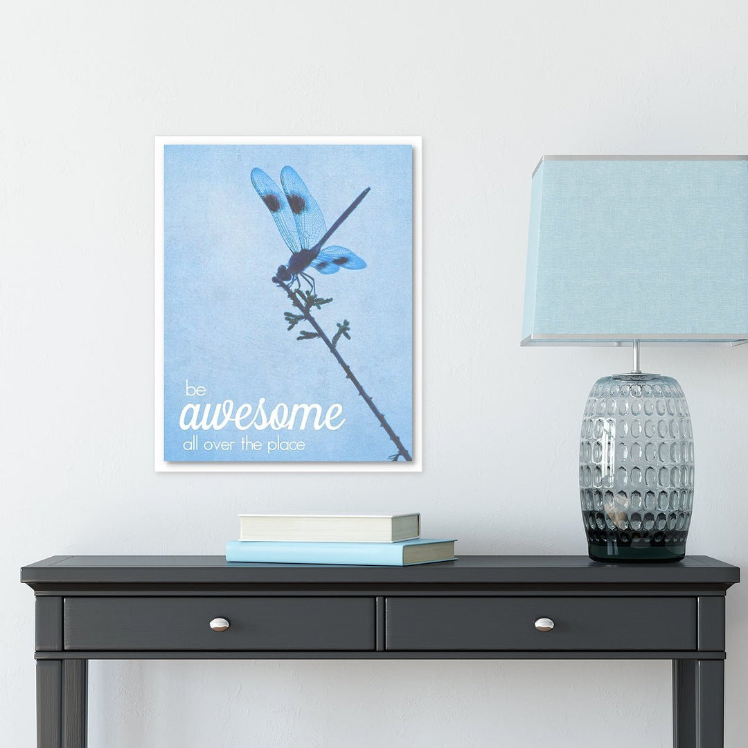 Blue Dragonfly Inspirational Typography Print