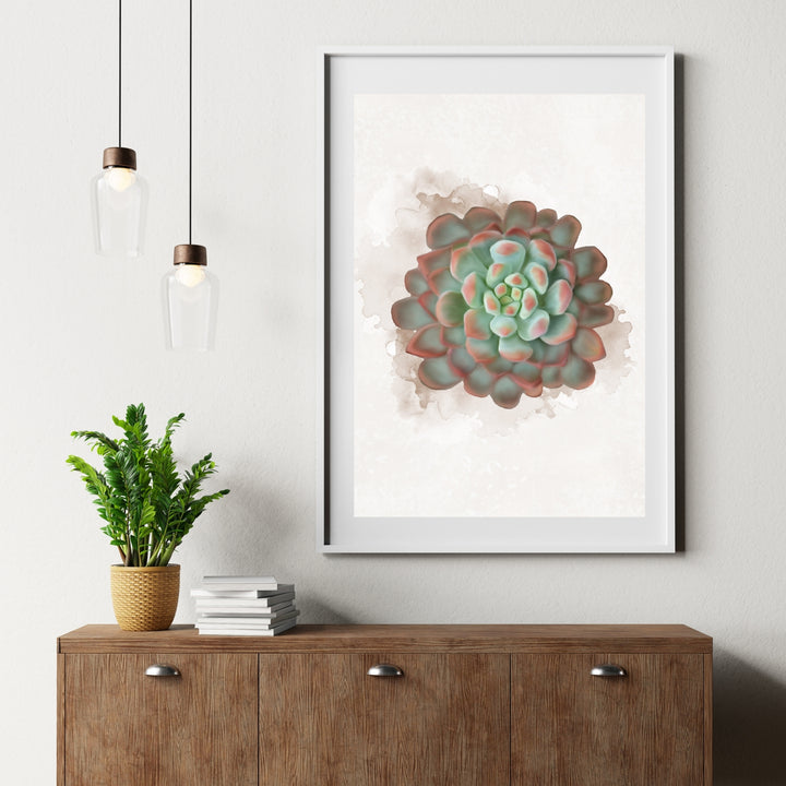 Watercolor Raindrops Succulent