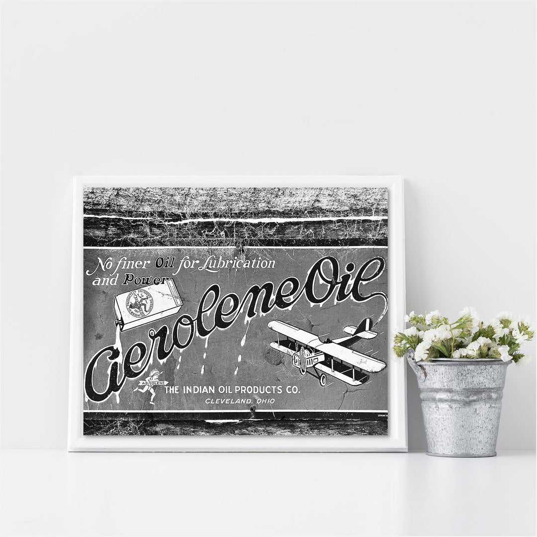Aerolene Oil Vintage Airplane Sign Print