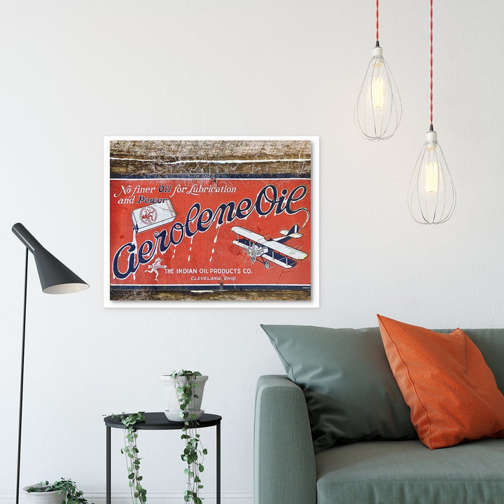 Aerolene Oil Vintage Airplane Sign Print