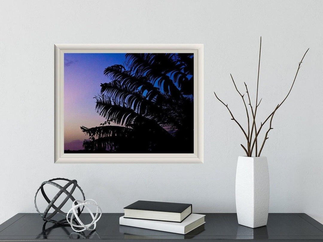 Tropical Sunset Purple Palm Frond Silhouette - Catch A Star Fine Art