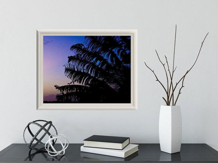 Tropical Sunset Purple Palm Frond Silhouette - Catch A Star Fine Art