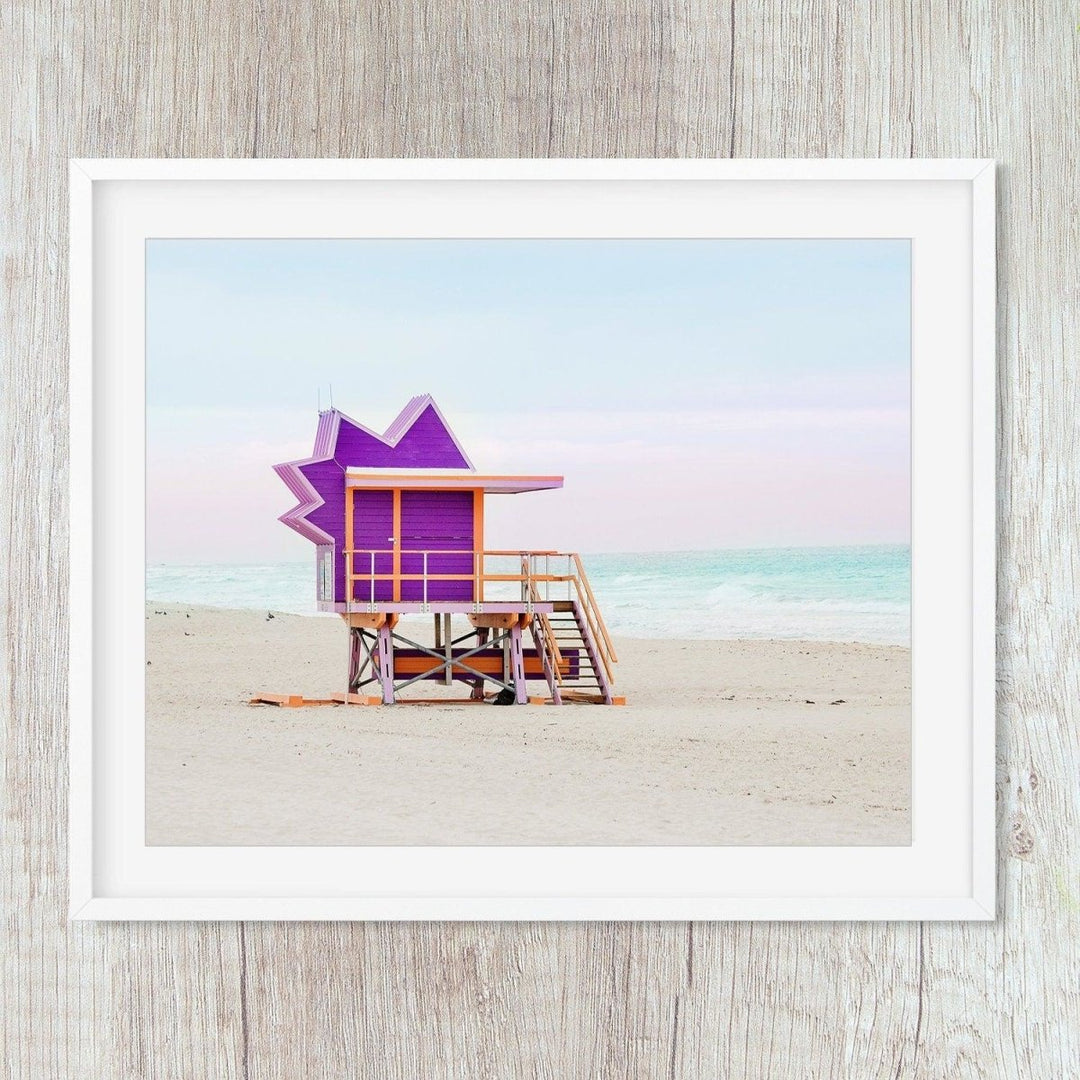 Purple Miami Beach Art Deco Coastal Wall Decor