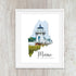 Maine Lighthouse Typography Art Print