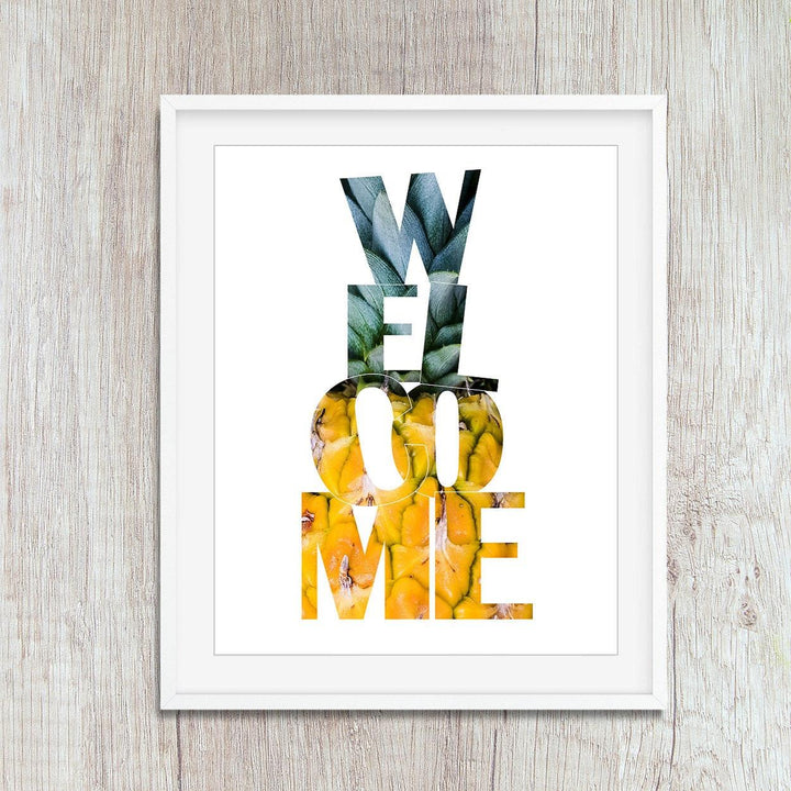 Welcome Typography Pineapple Art Print