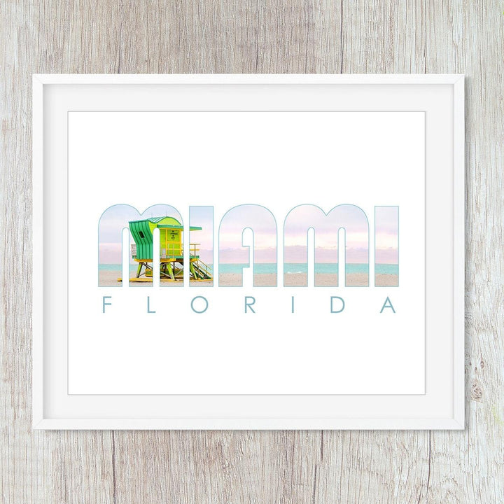 Miami Beach Typography Travel Wall Art Print