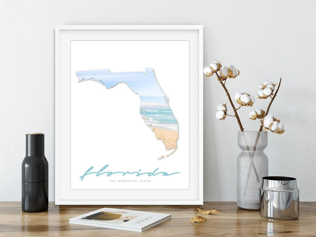 Florida Coastal Travel Decor, Typography Wall Art Print