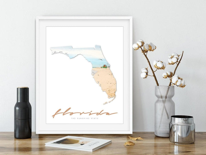 Florida Coastal Travel Decor, Typography Wall Art Print