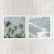 Set of 2 5x5 Palm Trees + Shoreline Beach Prints - Catch A Star Fine Art