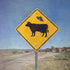 Alien Cow UFO Funny Street Sign Print