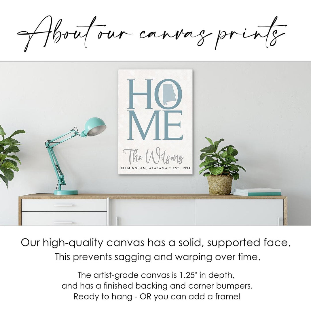 HOME Custom Canvas Sign With State - Catch A Star Fine Art
