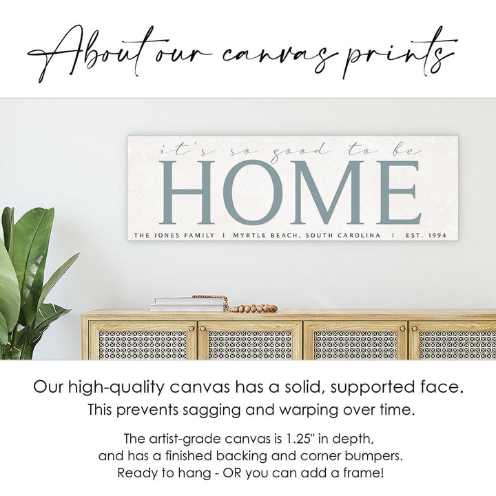 It's So Good To Be Home Canvas Sign - Catch A Star Fine Art