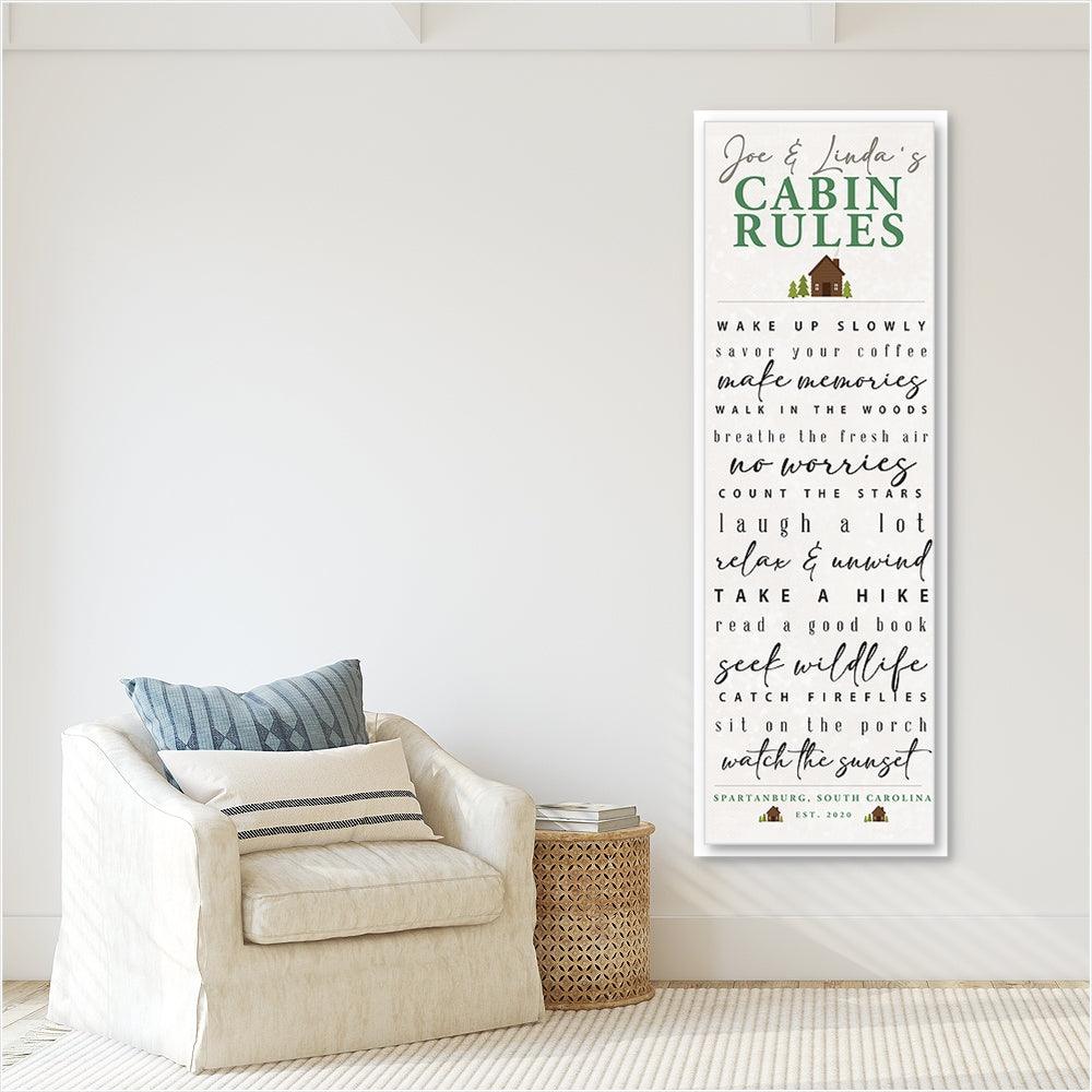 Cabin Rules Custom Canvas Wall Decor - Catch A Star Fine Art