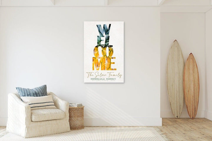 Personalized Pineapple Welcome Sign, Custom Coastal Decor Gifts