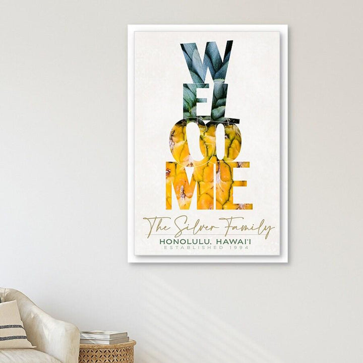 Personalized Pineapple Welcome Sign, Custom Coastal Decor Gifts