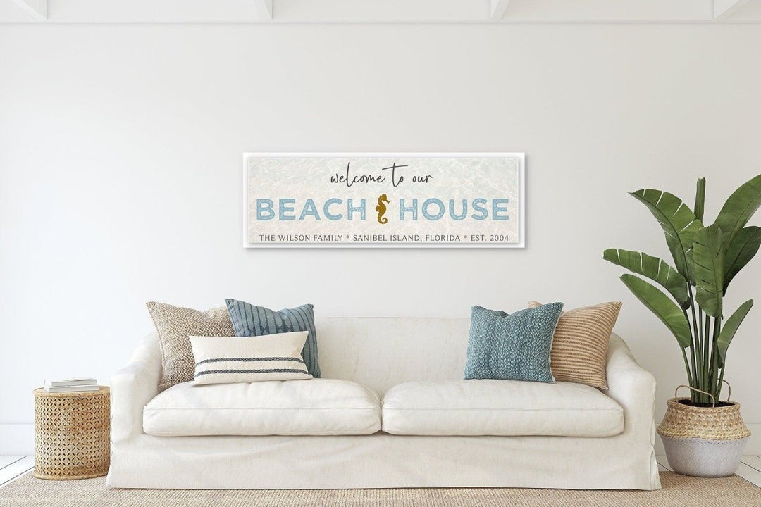 Personalized Welcome To Our Beach House Sign, Custom Coastal Decor