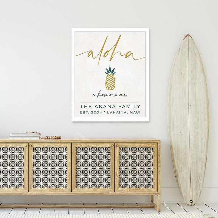 Personalized Aloha Welcome Sign, Custom Hawaiian Wall Canvas Prints