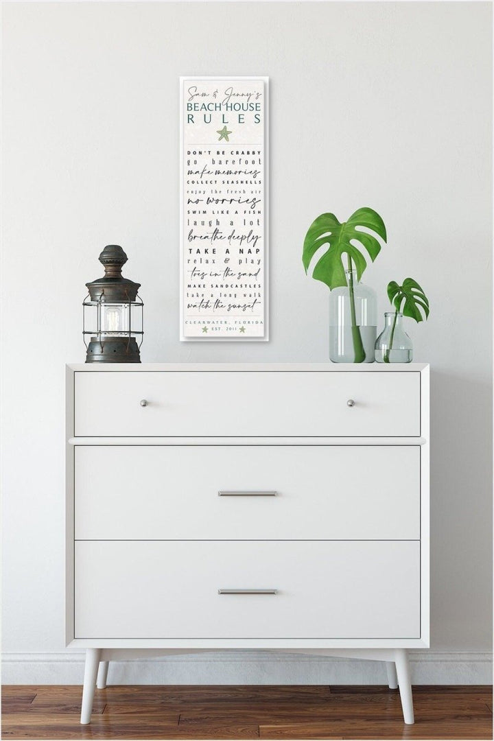 Personalized Beach House Rules Sign, Custom Coastal Decor Gifts