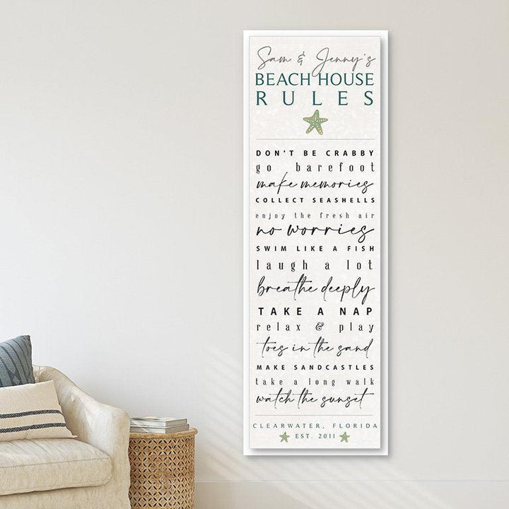 Personalized Beach House Rules Sign, Custom camvas wall decor