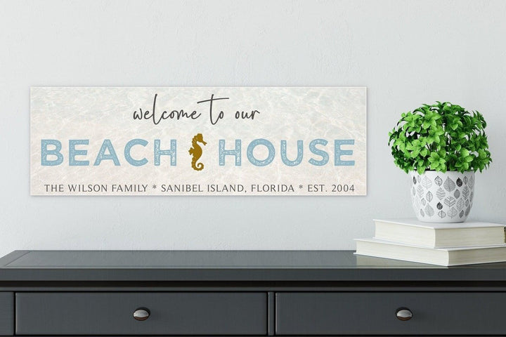 Personalized Welcome To Our Beach House Sign, Custom Coastal Decor