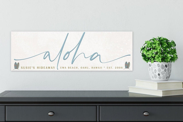 Personalized Aloha Beach House Sign, Custom Coastal Decor