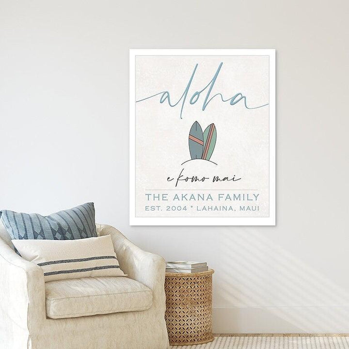 Personalized Aloha Welcome Sign, Custom Hawaiian Wall Canvas Prints