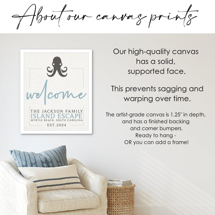 Personalized Beach Welcome Sign, Custom Wall Canvas Prints