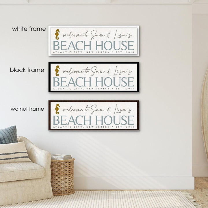 Personalized Custom Beach House Canvas Sign, Living Room Coastal Decor