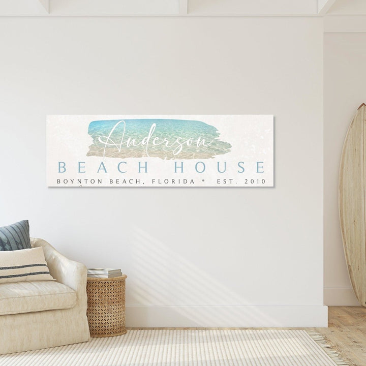 Beach House Canvas Sign, Personalized Framed Coastal Decor
