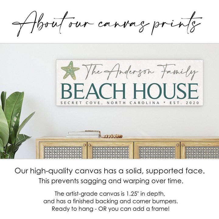 Personalized Custom Beach House Canvas Sign, Living Room Coastal Decor