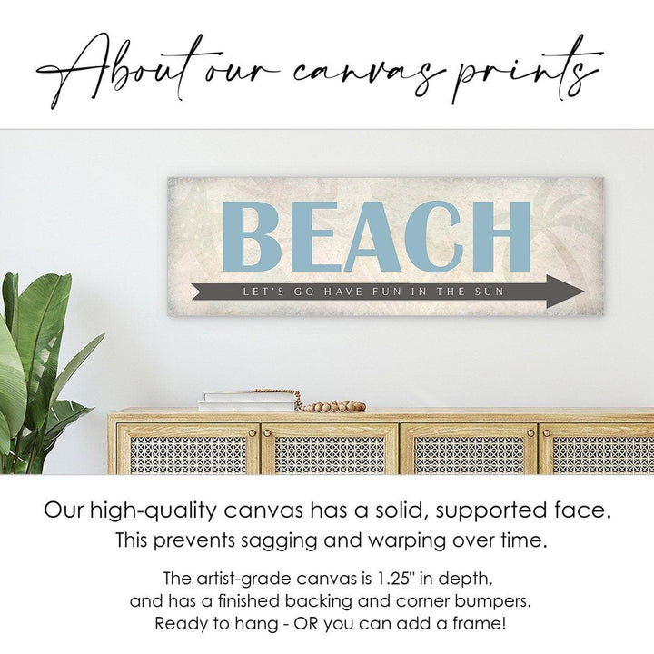 Custom Beach Sign, Personalized Canvas Coastal Wall Art