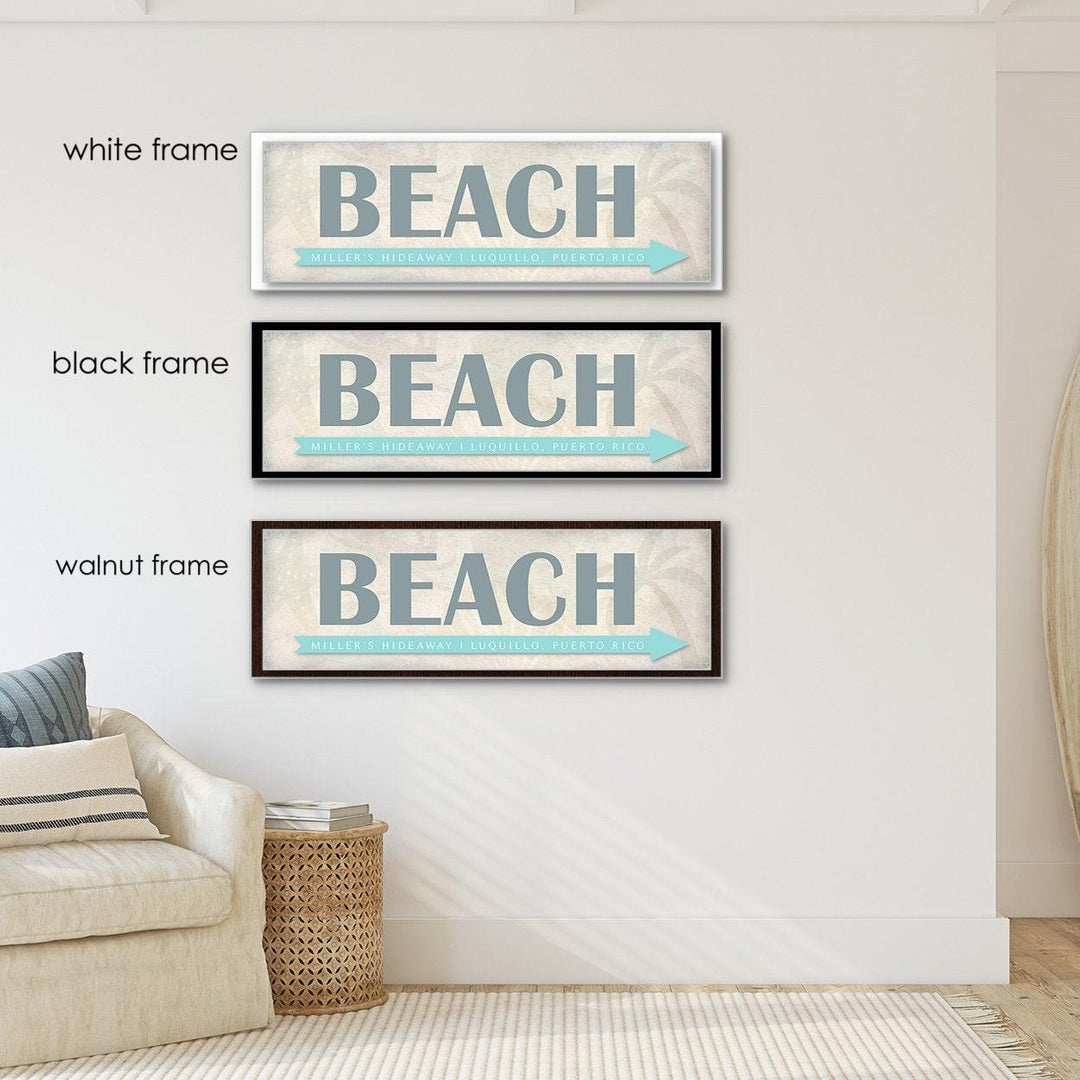 Custom Beach Sign, Personalized Canvas Coastal Wall Art