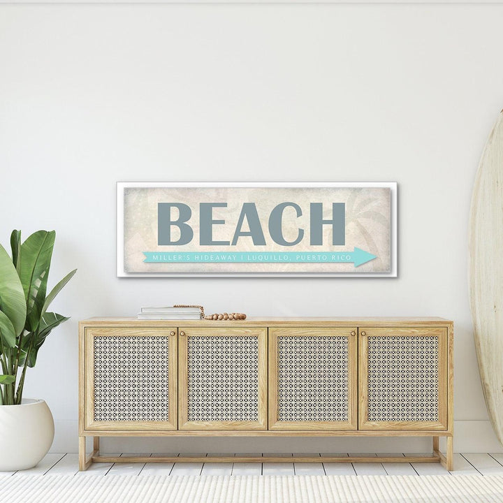 Custom Beach Sign, Personalized Canvas Coastal Wall Art