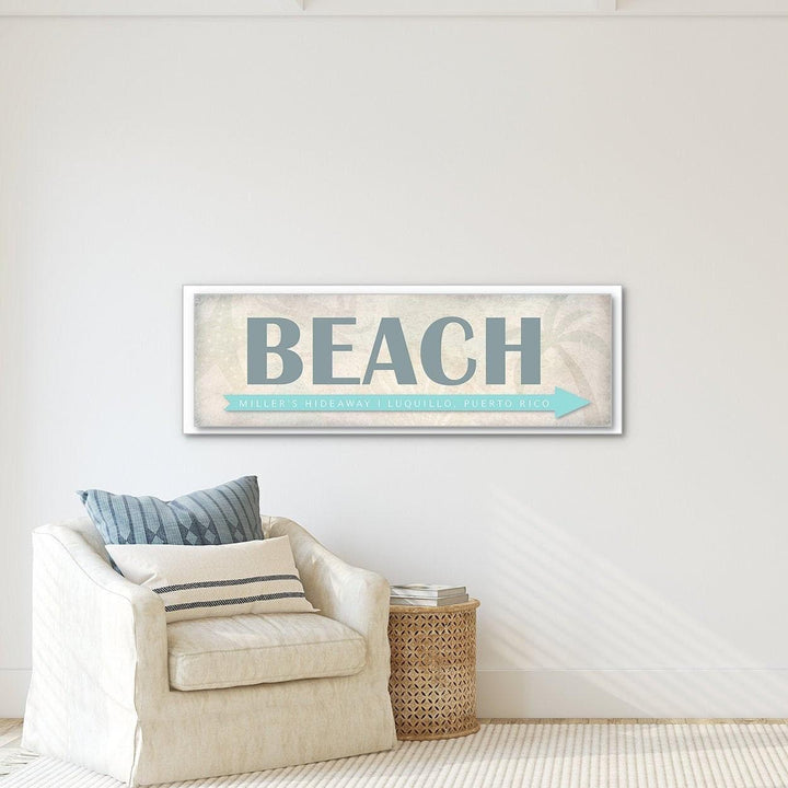 Custom Beach Sign, Personalized Canvas Coastal Wall Art