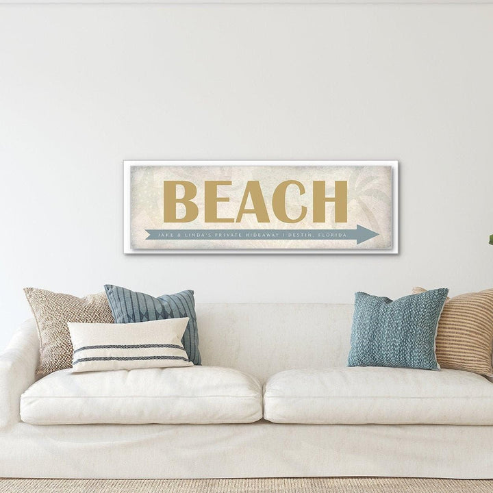 Custom Beach Sign, Personalized Canvas Coastal Wall Art