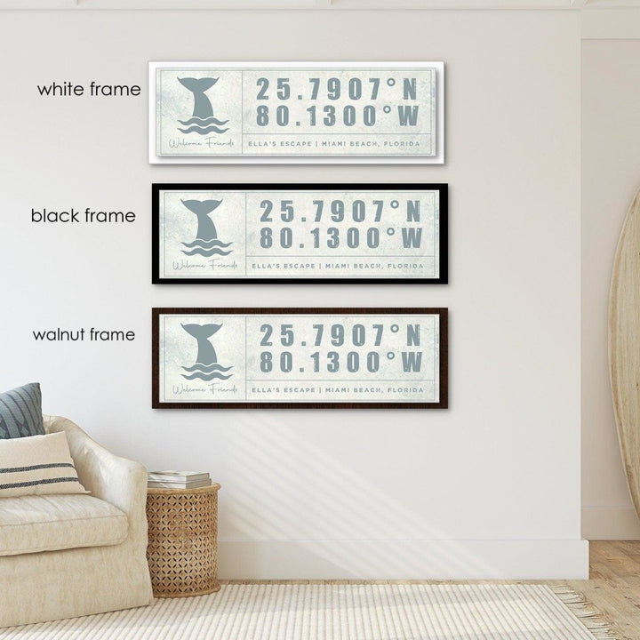 Personalized Coordinates Beach House Sign, Nautical Canvas Decor