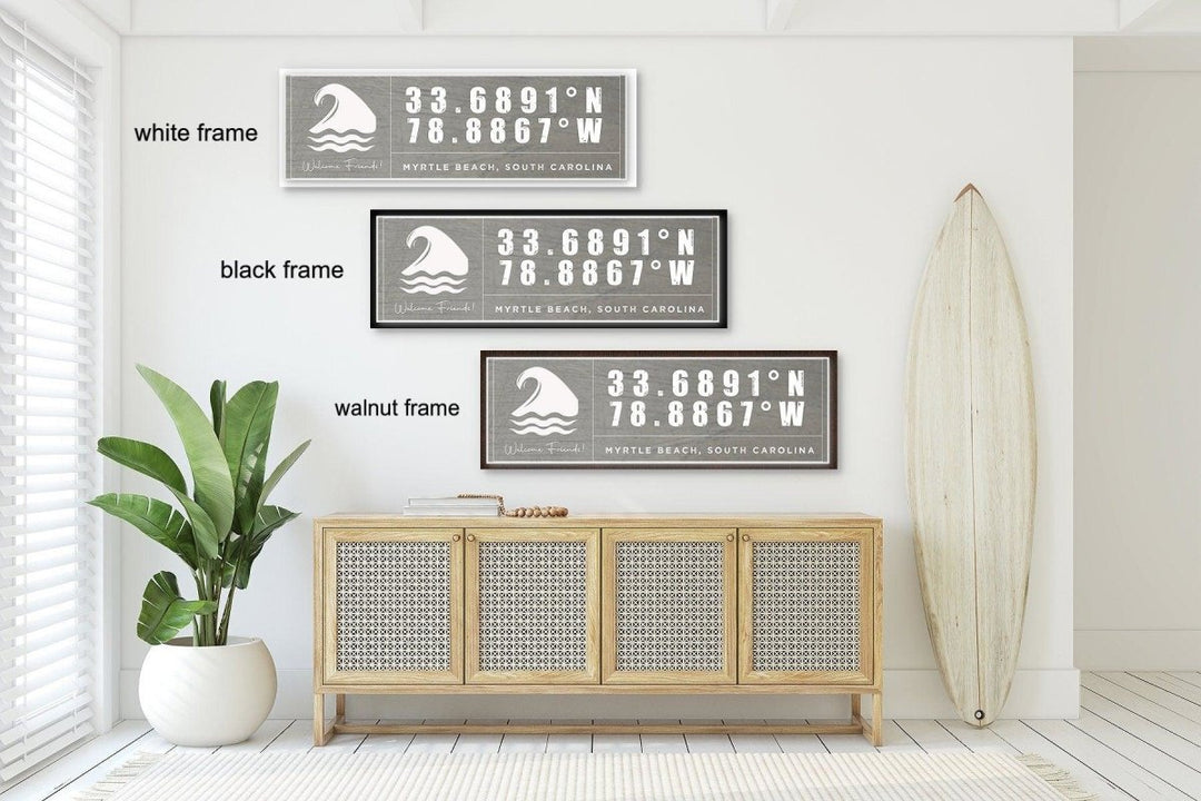 Custom Coordinates Beach House Sign, Nautical Canvas Wall Decor