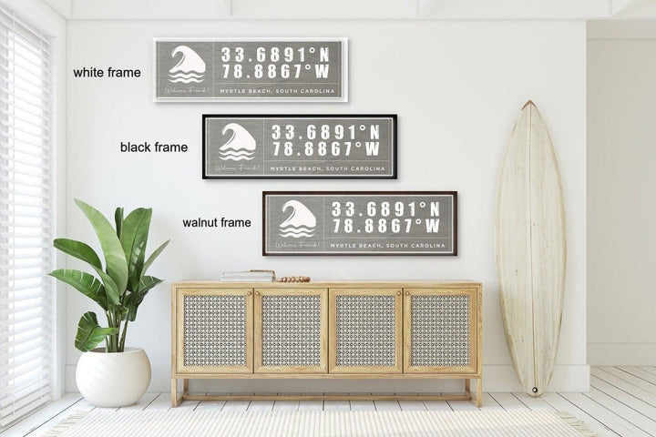 Custom Coordinates Beach House Sign, Nautical Canvas Wall Decor