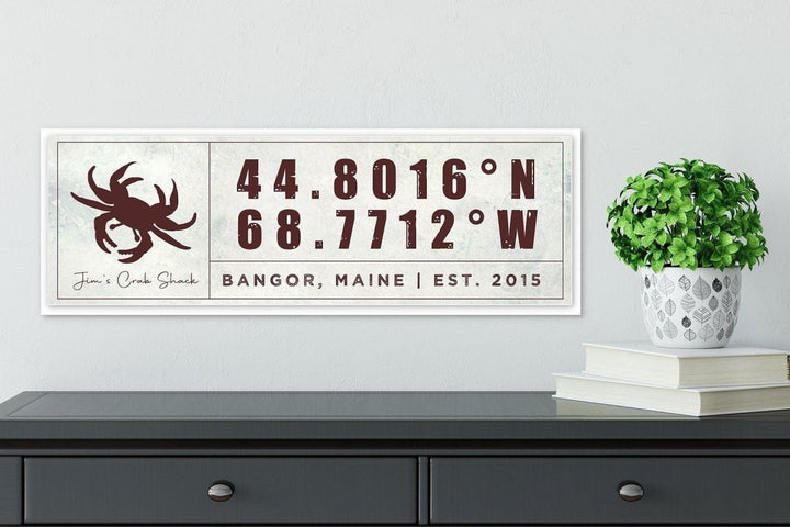 Personalized Coordinates Beach House Sign, Nautical Canvas Decor