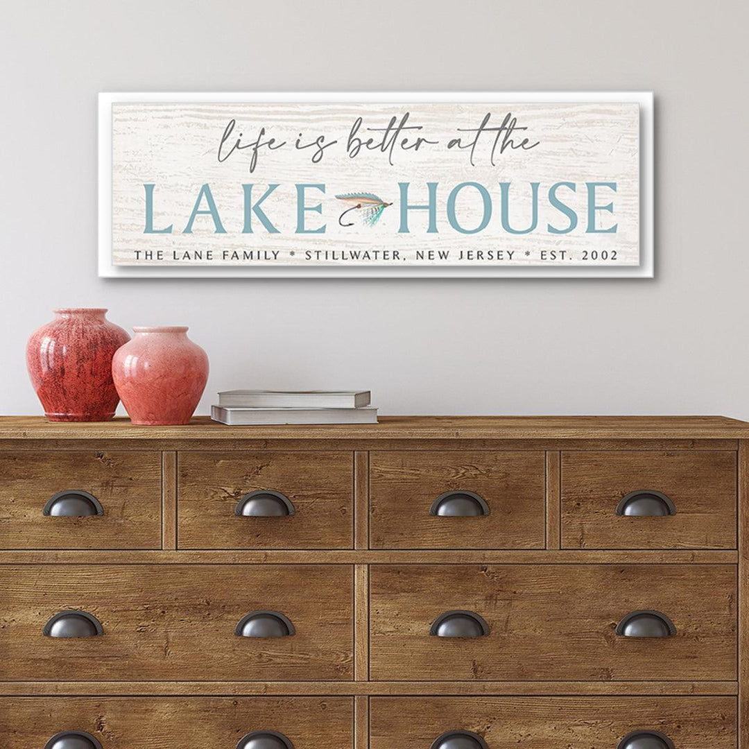 Life Is Better At The Lake House Canvas Sign - Catch A Star Fine Art