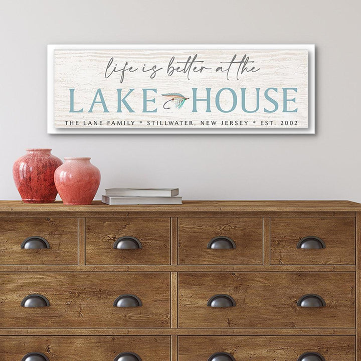 Life Is Better At The Lake House Canvas Sign - Catch A Star Fine Art