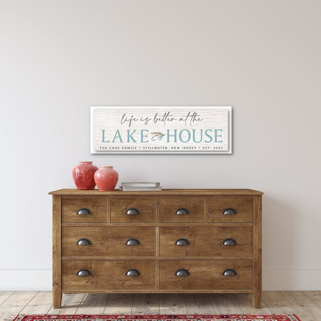 Life Is Better At The Lake House Canvas Sign - Catch A Star Fine Art