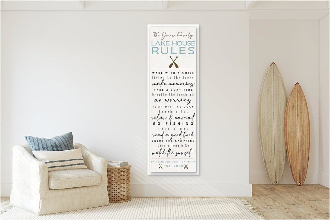 Lake House Rules Custom Canvas Sign - Catch A Star Fine Art