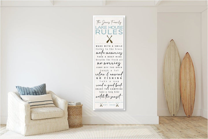 Lake House Rules Custom Canvas Sign - Catch A Star Fine Art