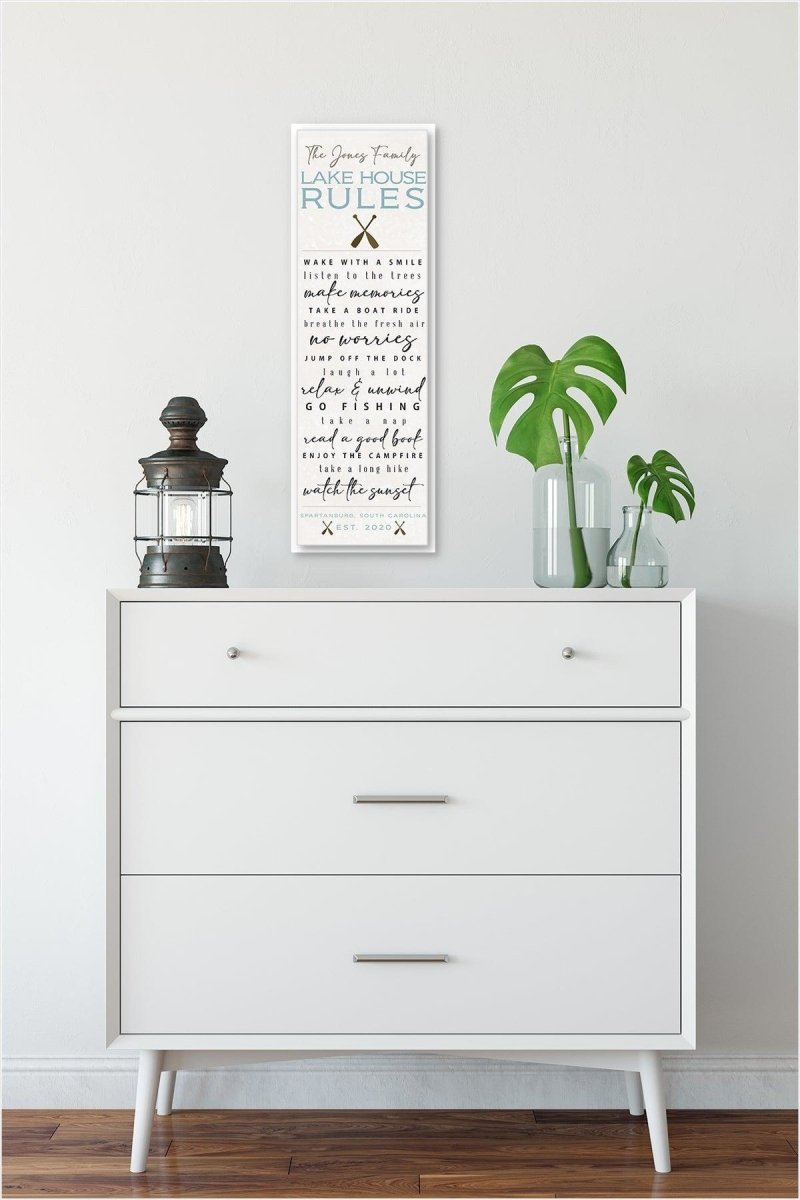 Lake House Rules Custom Canvas Sign - Catch A Star Fine Art